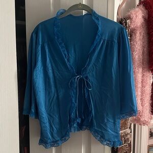 Blue Lace Trim Sleepwear Top